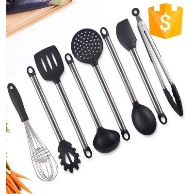 New Design 8 Piece Cooking Utensils Nonstick Stainless Steel Silicone Kitchen Tools